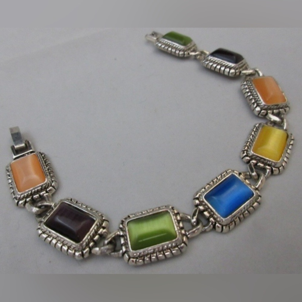 Vintage Premier Designs "LOLLIPOP" Bracelet With Colorful Cat's Eye Glass